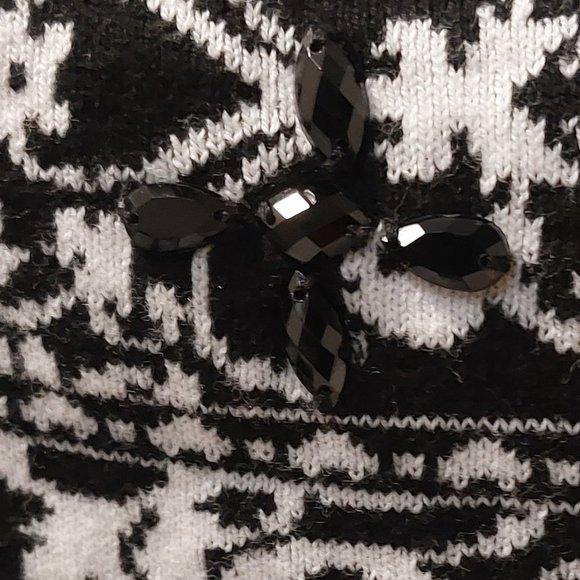 ANNE KLEIN Women's Long Sleeve Knit - Black & Cream Neckline/Cuff - Size XL - Picture 5 of 6